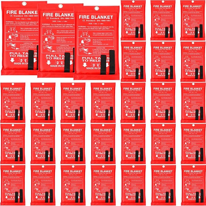Macarrie 30 Pack 39??x 39??Fire Blanket Emergency for Home and Kitchen Safety Suppression Blanket