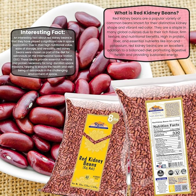 Rani Red Kidney Beans, Light 128oz (8lbs) 3.63kg Bulk ~ All Natural | Vegan | Gluten Friendly |