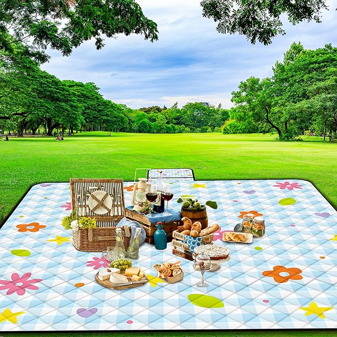 Extra Large Picnic Blanket Waterproof,80"x 80"Foldable Machine Washable Beach Blankets,Outdoor