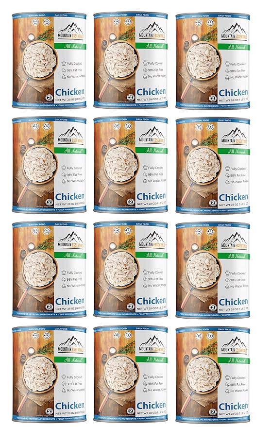 MOUNTAIN ESSENTIALS Fully Cooked Canned Chicken 28 Oz ??White Meat for Daily Meals, Camping &