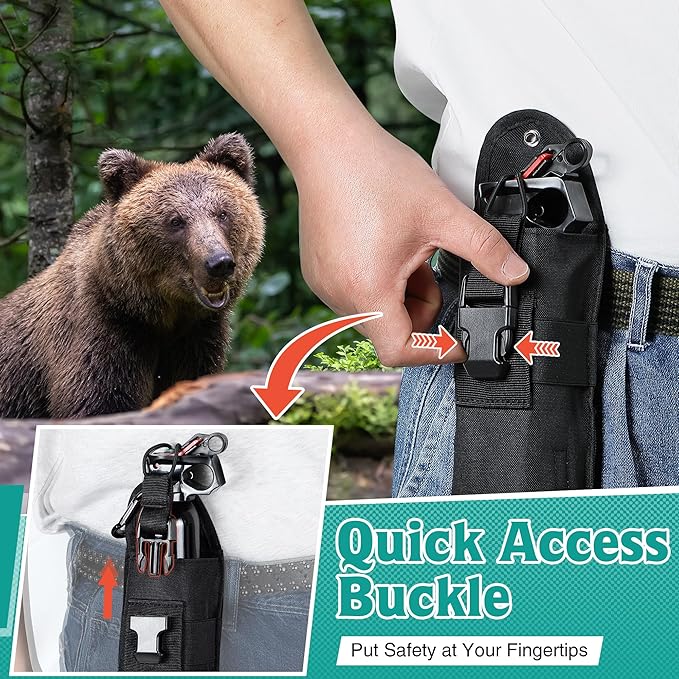 Bear Spray Holster with Quick Release Buckle (Spray Not Included), Nylon Holster with Hook & Loop