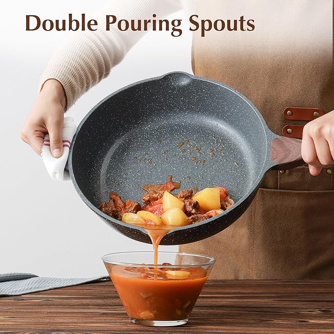 SENSARTE Nonstick Deep Frying Pan Skillet, 12-inch Saute Pan with Lid, Stay-cool Handle, Chef Pan