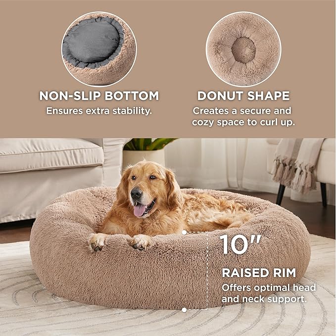Bedsure Calming Dog Bed for Extra Large Dogs - Donut Washable Large Pet Bed, 45 inches Anti-Slip