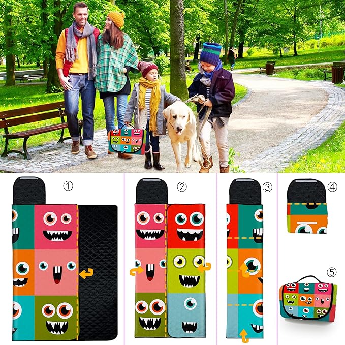 Extra Large Picnic Blanket Waterproof,80"x 80"Foldable Machine Washable Beach Blankets,Outdoor