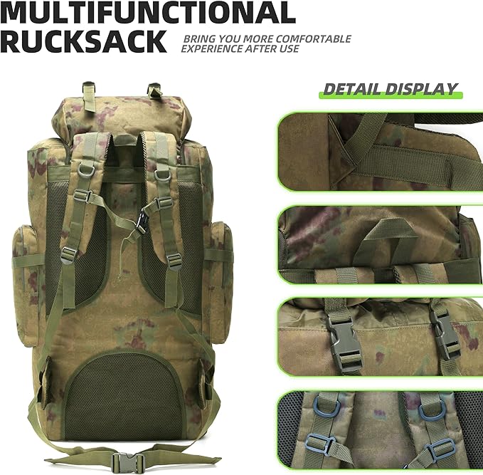 100L Camping Hiking Backpack,Molle military Tactical rucksack backpack,Waterproof Lightweight
