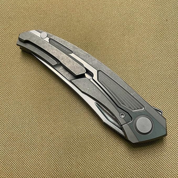 Titanium Pocket knife Customized Folding knives M390 Blade Frame lock with stonewash Titanium Handle