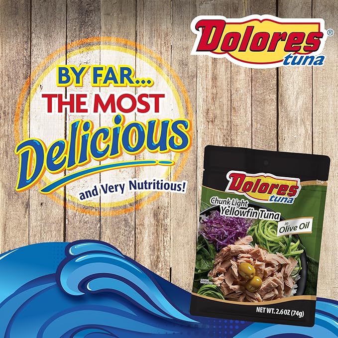 Dolores Chunk Light Yellowfin Tuna in Olive Oil, 2.6 oz (Pack of 24)