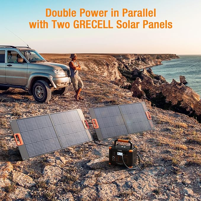 GRECELL 100W Portable Solar Panel for Power Station Generator, 20V Foldable Solar Cell Solar