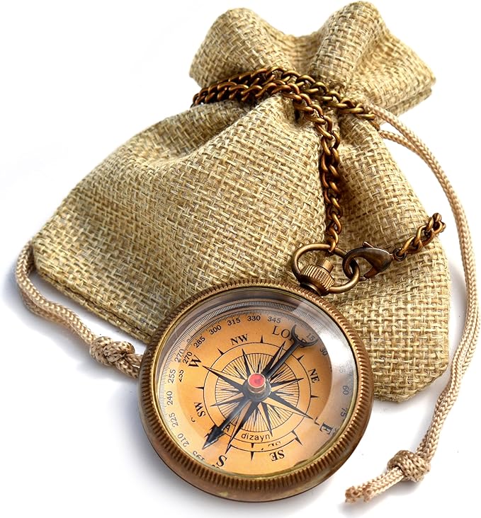 Trust in The Lord With All Your Heart - Proverbs 3:5-6 Quote Engraved Compass With Wooden Box
