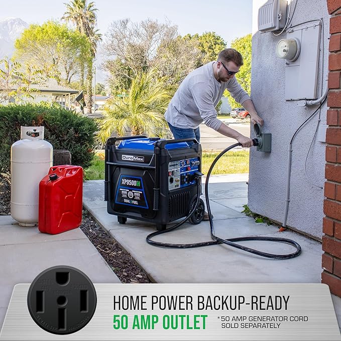 DuroMax XP9500iH 9,500-Watt Dual Fuel Portable Digital Inverter Generator - Gas & Propane, Remote