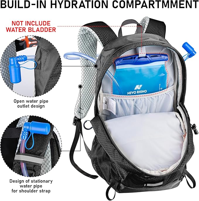N NEVO RHINO Hiking Backpack 20L Water Resistant Outdoor Day Pack,Lightweight Travel Small Backpack