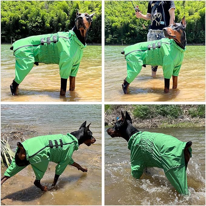 Dogs Waterproof Jacket, Lightweight Waterproof Jacket Reflective Safety Dog Raincoat Windproof