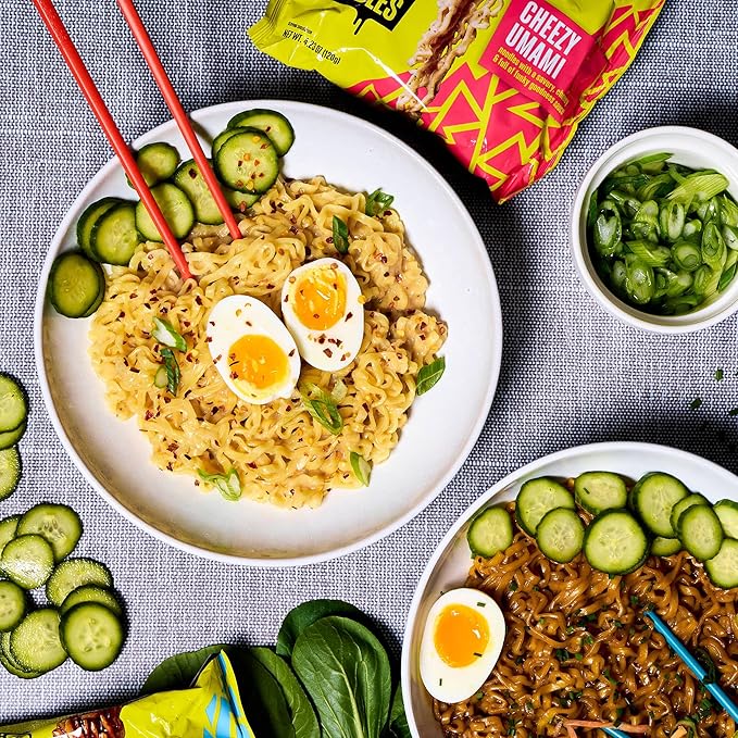 Snapdragon Saucy Instant Noodles with Cheezy Umami, Savory Slurpable Sauce - Quick Meal, Snack, and