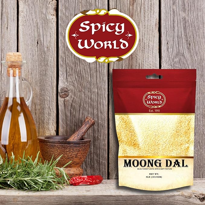 Spicy World Indian Moong Dal - 4 lbs | Premium Split Dry Beans | 100% Natural & Pure | Versatile &