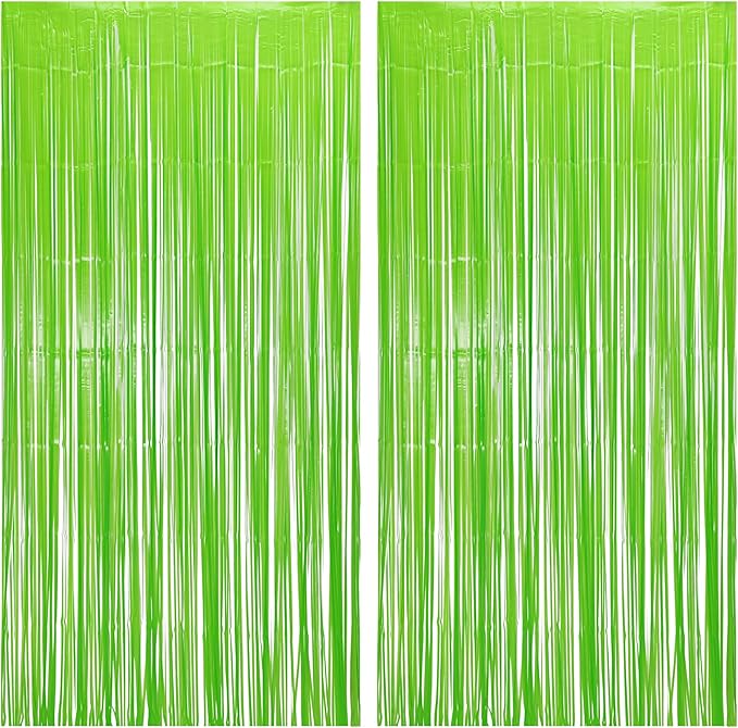 BRAVESHINE Pastel Green Streamers Party Backdrop Decoration - Tinsel Curtain Foil Fringe Backdrop