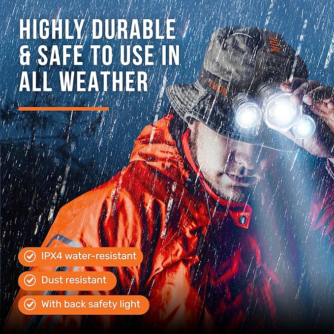 TDC Head Lamp Led Rechargeable Super Bright - USB-C Headlamp for Adults - Head Lights for Forehead