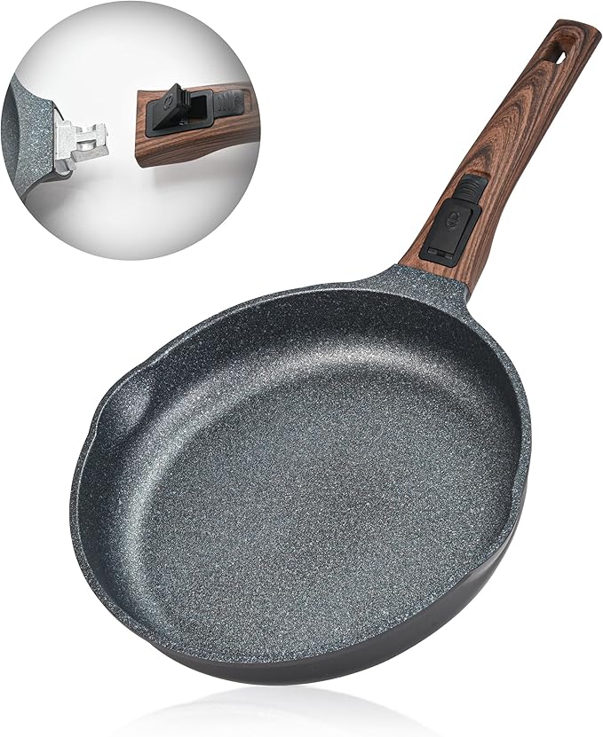 12.5 Inch Smart Nonstick Frying Pan with Removable Handle,Cast Aluminum and Anti-Scratch Chef's