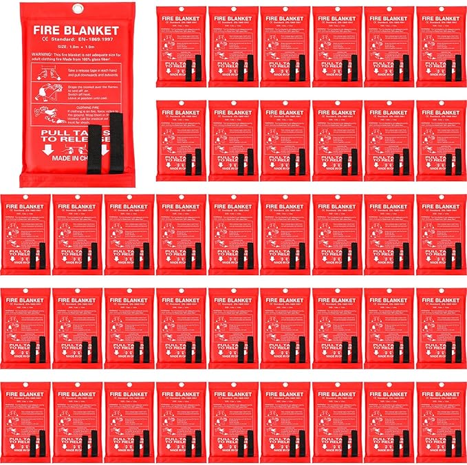 Macarrie 40 Pack 39??x 39??Fire Blanket Emergency for Home and Kitchen Safety Suppression Blanket