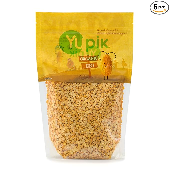 Yupik Peas, Organic Split Yellow, 2.2 lb (Pack of 6)