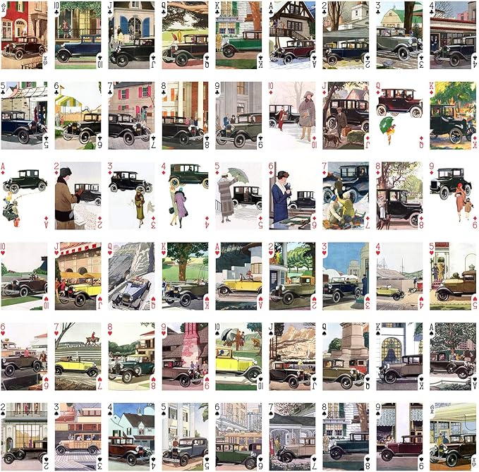 Classic Ford Playing Cards (Poker Deck 54 Cards All Different) Vintage Retro Classic Cars Twenties
