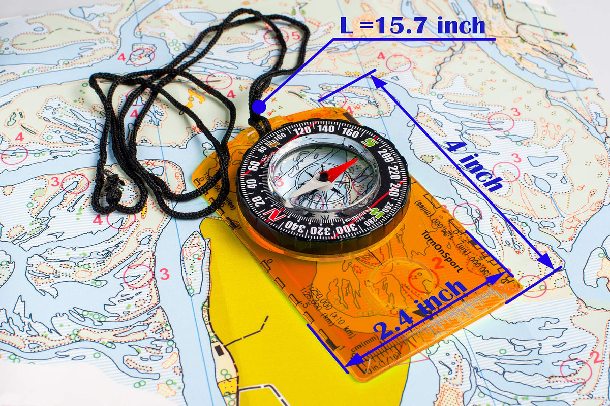 TurnOnSport Orienteering Compass - Orange - product view 4