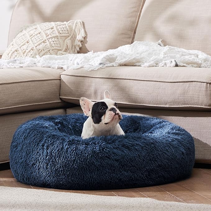 Bedsure Calming Dog Bed for Small Dogs - Donut Washable Small Pet Bed, 23 inches Anti-Slip Round