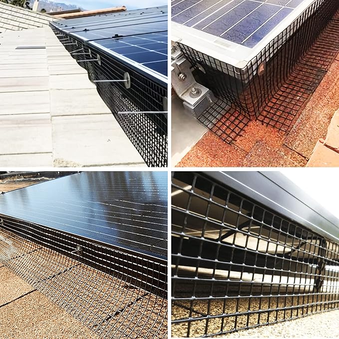 PROLEE 8 Inch X 100FT Solar Panel Bird/Critter Guard Anti-Rust with 100 Fastener Clips Rooftop