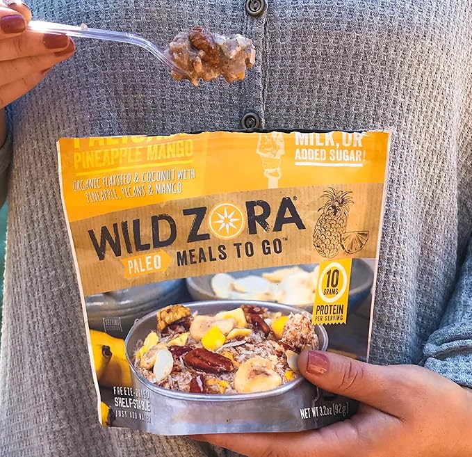 Wild Zora Paleo Freeze Dried Breakfast Meals, 6 Pack, Gluten Free Camping and Backpacking Food, No