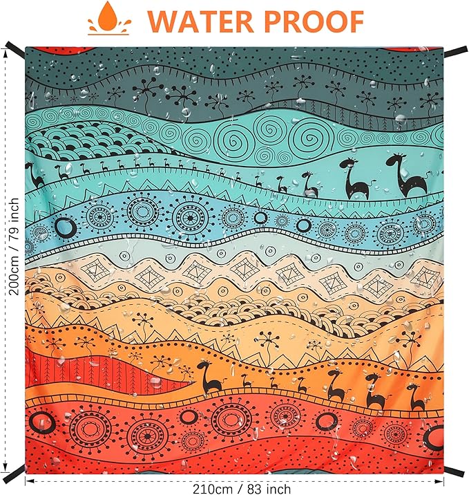 Beach Blanket Waterproof Sandproof Beach Mat 79" X 83"/10'x9'for 2-8 Adults Quick Drying Outdoor