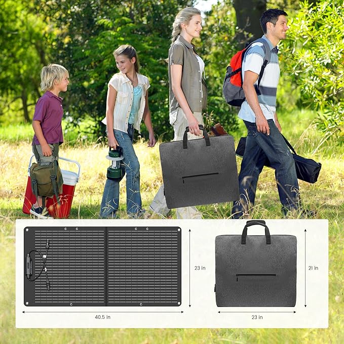 100W Portable Solar Panel for Power Station - 23.7% High Efficiency 20V Foldable Solar Charger