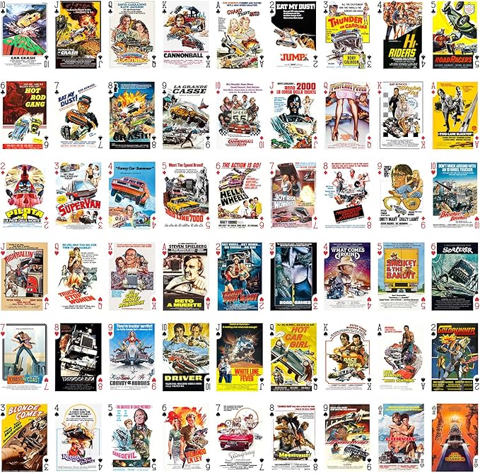CARSPLOITATION Playing Cards (Poker Deck 54 Cards All Different) Vintage Retro Car Crash Bikers