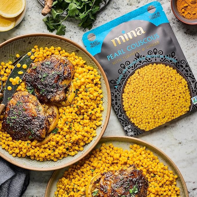 Mina Pearl Couscous, With Turmeric & Ginger, Ready to Eat, Couscous Pearls, Microwavable Meals &