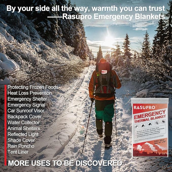 9 Pack Emergency Blankets, Outdoor Survival Emergency Insulated Gear, Mylar Thermal Space Insulated