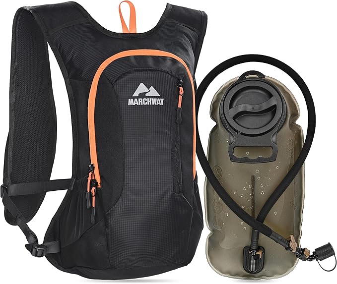 MARCHWAY Lightweight Hydration Backpack with Vest Style Straps & 2.5L TPU Water Bladder, Versatile