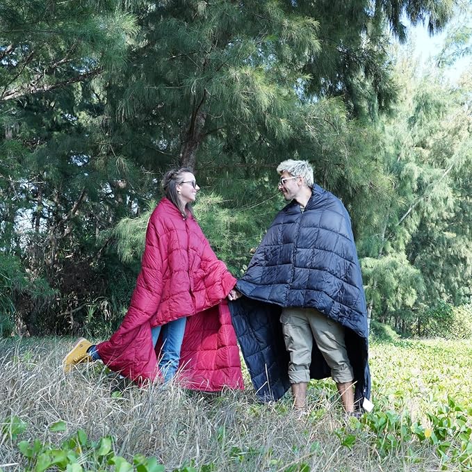 KingCamp Ultralight Camping Blanket, Packable Down Alternative Puffy Wearable Blankets Weatherproof