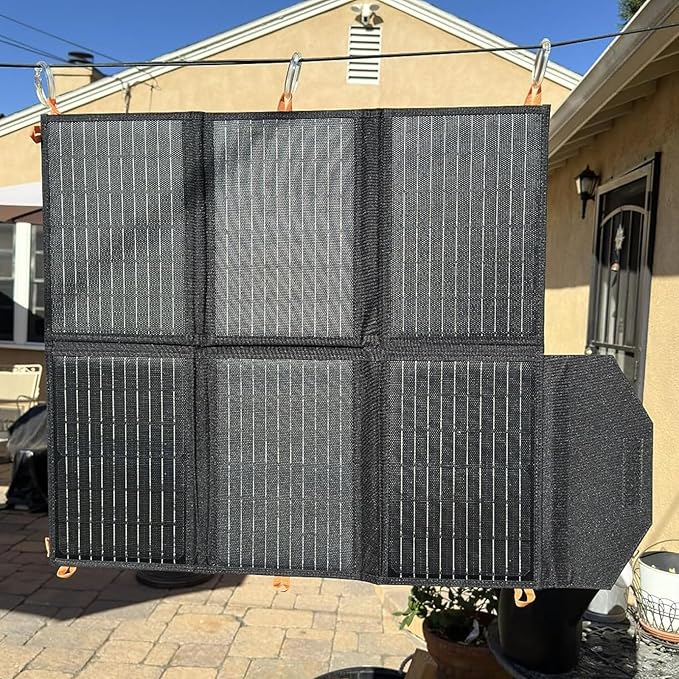 60W Portable Solar Panel for Power Station, 24% High Efficiency Foldable Solar Charger with QC3.0