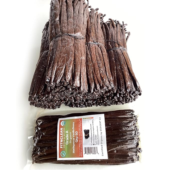 50 Organic Grade A Madagascar Vanilla Beans. Certified USDA Organic for Extract and All Things