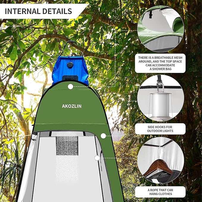 AKOZLIN Portable Pop Up Shower Tent Instant Privacy Dressing Changing Tent Outdoor Shower Room Camp