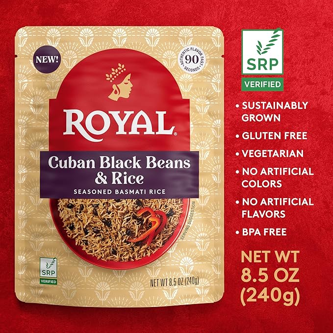 Royal Ready-to-Heat Cuban Black Beans and Basmati Rice (8.5oz, Pack of 6)