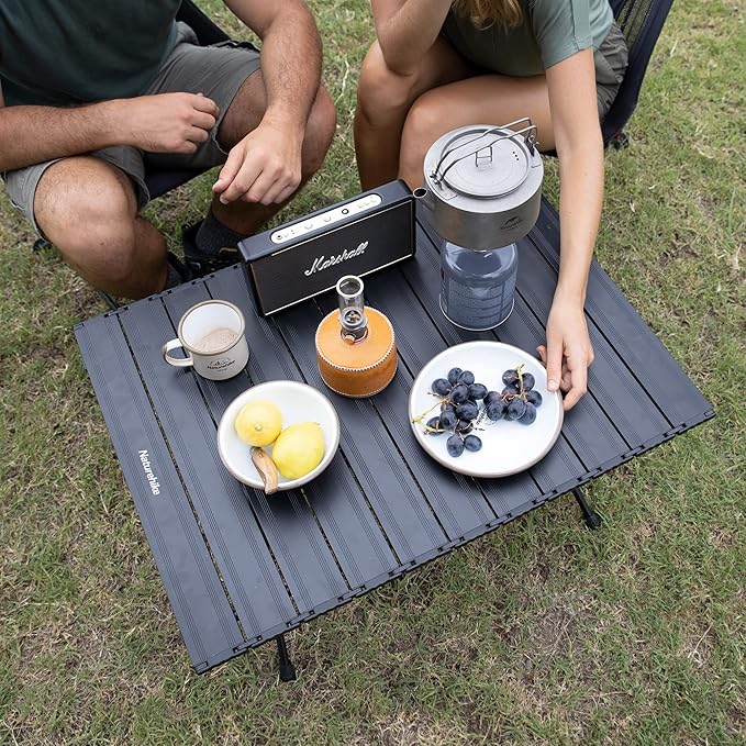 Naturehike FT11 Height Adjustable Camping Table, Ultralight Aluminum Roll Up Table with Carry Bag