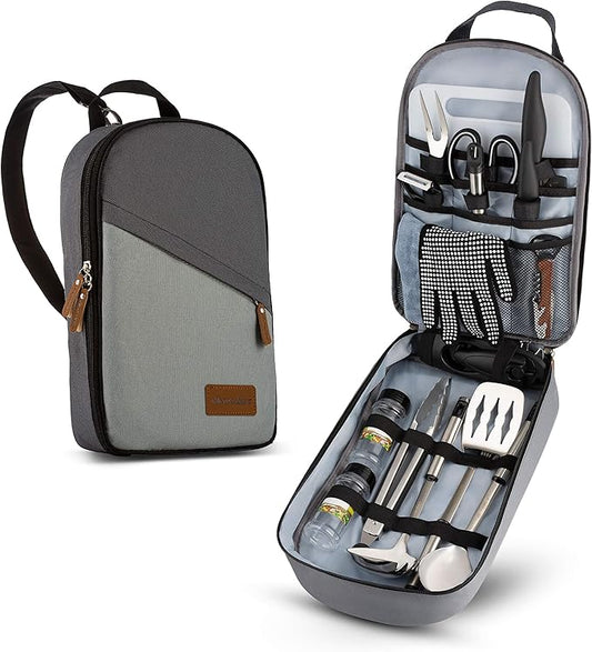 Camp Kitchen Cooking Utensil Set Travel Organizer Grill Accessories Portable Compact Gear for