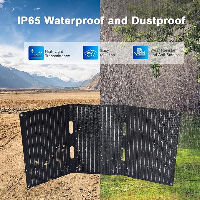 30W Portable Solar Panel, Foldable Solar Panel Charger with QC3.0 USB-A USB-C & DC Output for