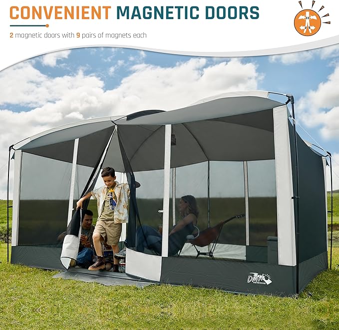 Screen House Tent 13x9ft Screen Room Mesh Gazebos w/ 2 Magnetic Doors, Included Projection Screen