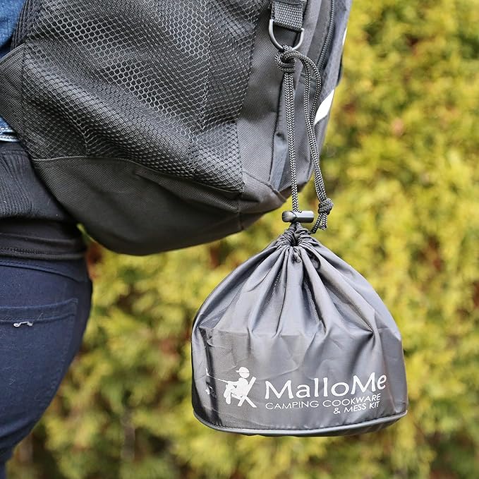 MalloMe Camping Cookware Mess Kit for Backpacking Gear ??Camping Cooking Set - Camping Pots and