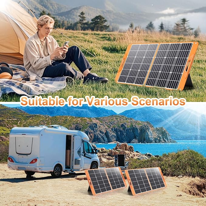 100W Portable Solar Panel for Power Station, 19.8V Foldable Solar Charger with DC/XT60/Anderson
