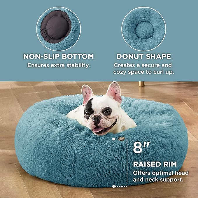 Bedsure Calming Dog Bed for Small Dogs - Donut Washable Small Pet Bed, 23 inches Anti-Slip Round