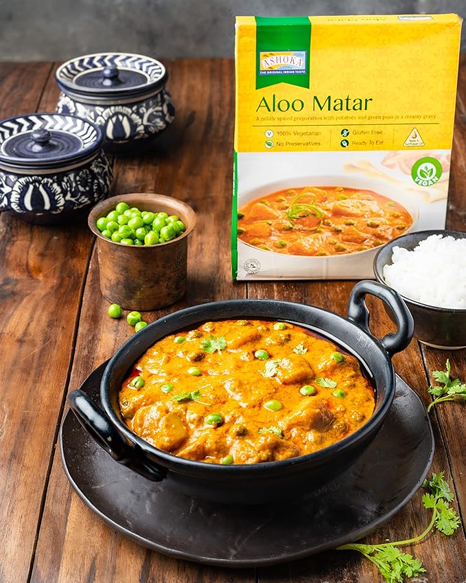 Ashoka Instant Meals 1932, All-Natural Vegan Potatoes & Peas, Kosher Certified Microwaveable Meals
