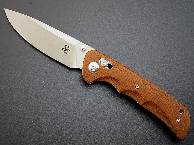 Sitivien ST110 Folding Knife, D2 Blade and Micarta Handle Pocket Knife, EDC Tool Knife with Pocket