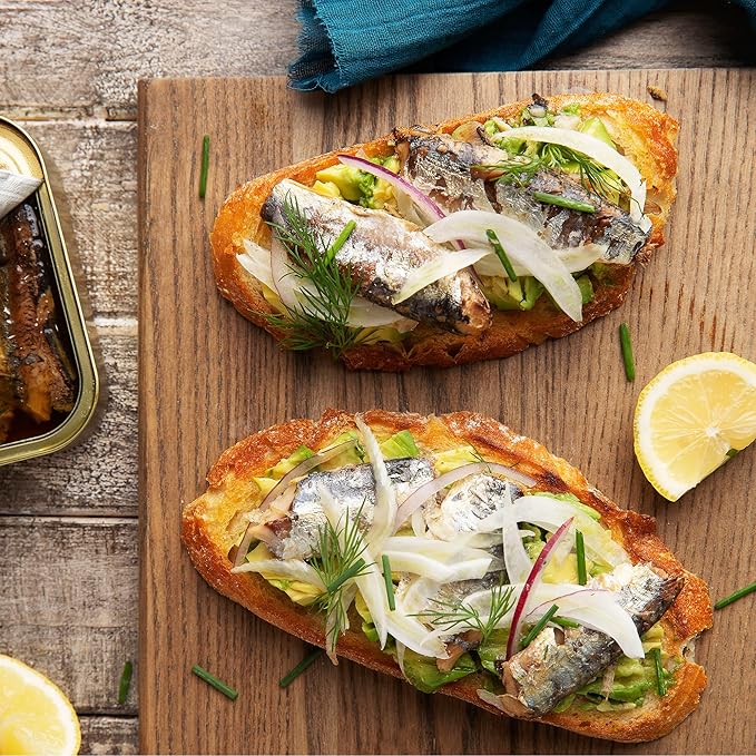 Season Sardines in Extra Virgin Olive Oil - Wild Caught, 22g of Protein, Keto Snacks, More Omega