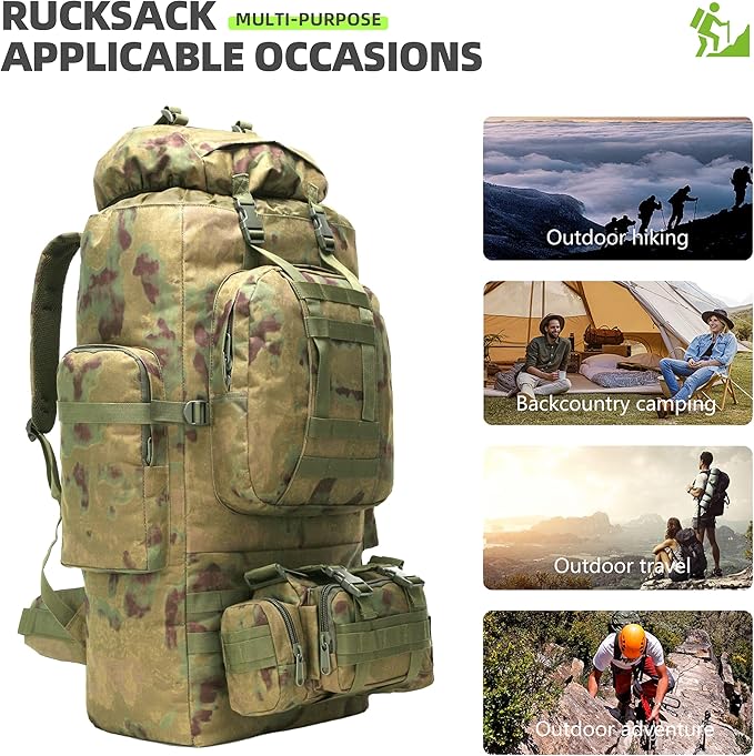 100L Camping Hiking Backpack,Molle military Tactical rucksack backpack,Waterproof Lightweight